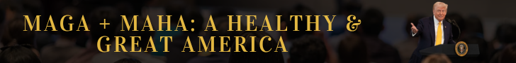 Advertisement: MAGA + MAHA: A Healthy & Great America, with Donald Trump on the right.